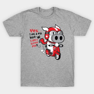 A strong pig ride a scooter 2 T-Shirt